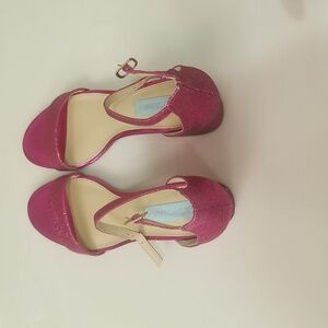 Betsey Johnson Fuchsia Glitter Heels